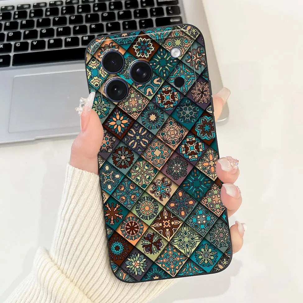 iPhone 17 Pro Silicone Case | Cute Kawaii Floral Painted Cover