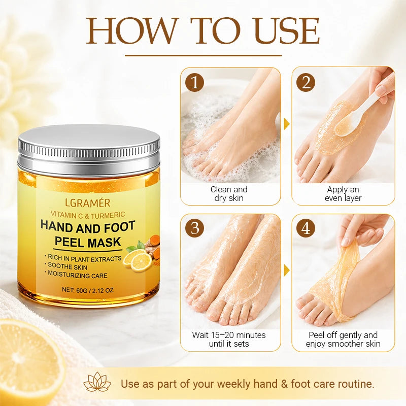 Vitamin c and turmeric hand wax mask for hands and feet, smoothing skin, gently cleansing hand mask, illuminating hand skin new Peaceful Pleasures Health and Wellness