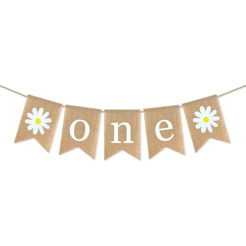 Daisy Burlap Banner – 1st Birthday & Baby Shower Decoration