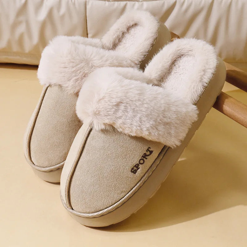 Women's Fluffy Plush House Slippers – Cozy Indoor Flat Shoes