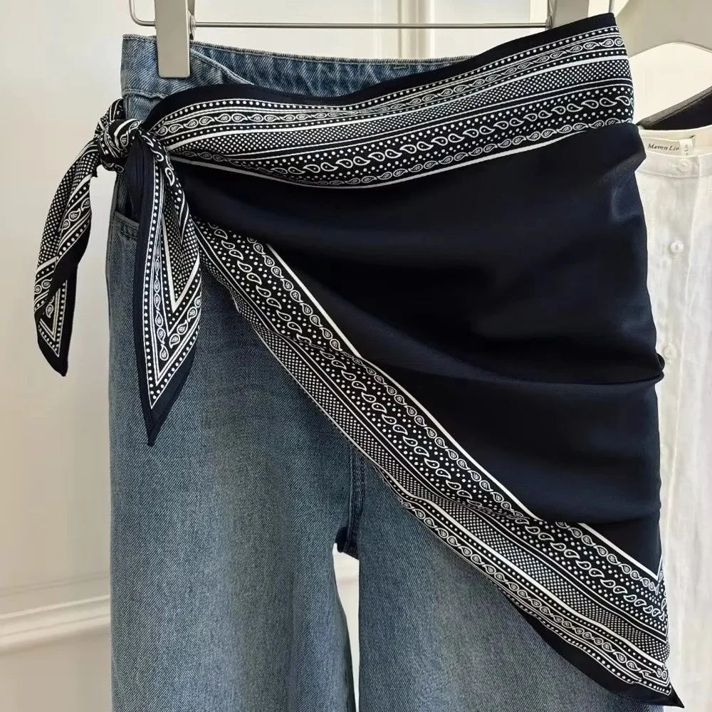Polka Dot Silk Satin Triangle Scarf – Headscarf & Waist Belt