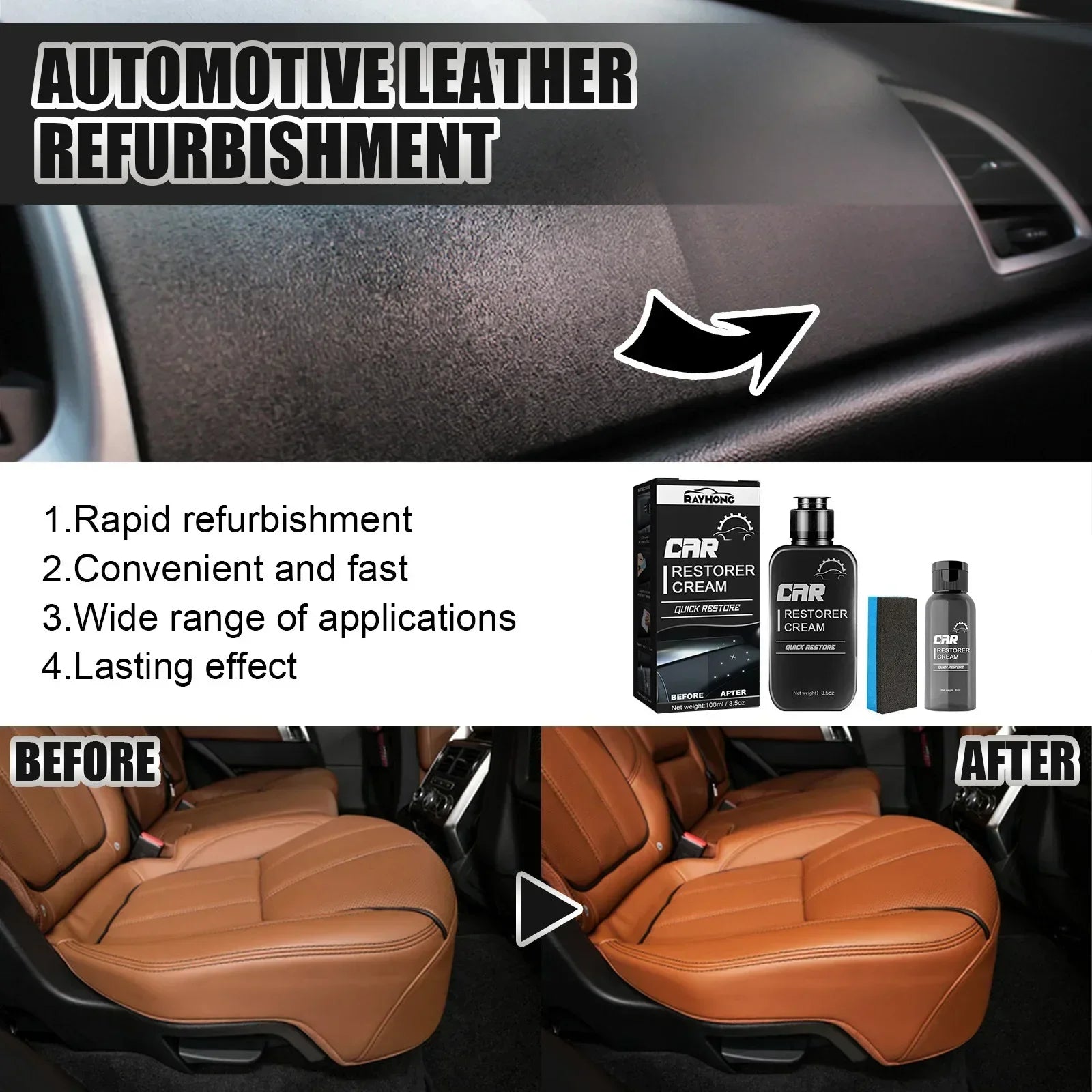 100ml Plastic Parts Retreading Agent Leather Parts Wax Instrument Panel Restorer Cream with Sponge for Car Accessories Peaceful Pleasures Health and Wellness