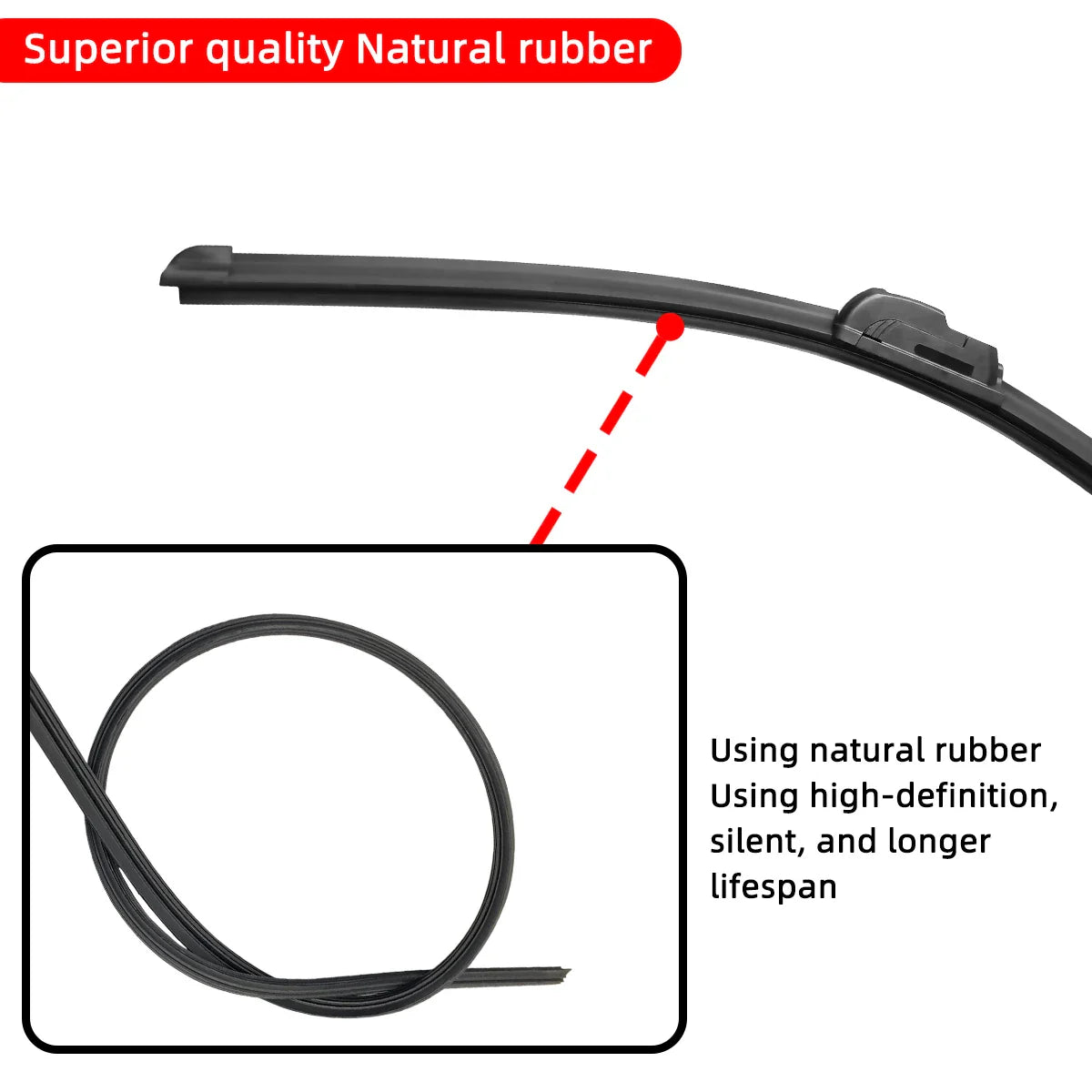 Universal Frameless Rubber Windshield Wiper Blade 14"–26"