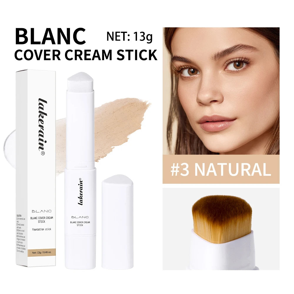 Color Changing Foundation Stick Korean Cover Cream Stick High Coverage Waterproof Dual-Ended with Brush Base Makeup Peaceful Pleasures Health and Wellness 3natural