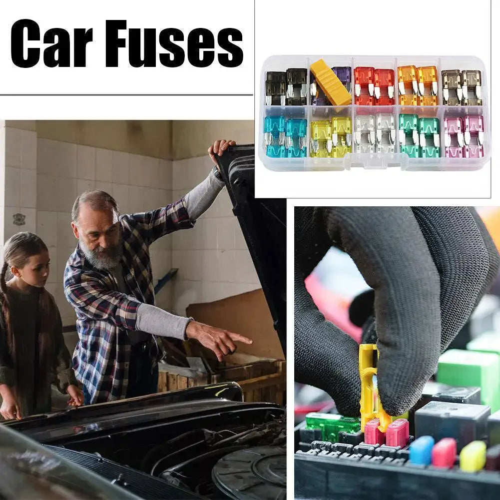 Car Fuse Blade Set Zinc Aluminum Automotive Fuse Assortment Mini Small Medium Size Fuse Box Kit for Vehicle Peaceful Pleasures Health and Wellness