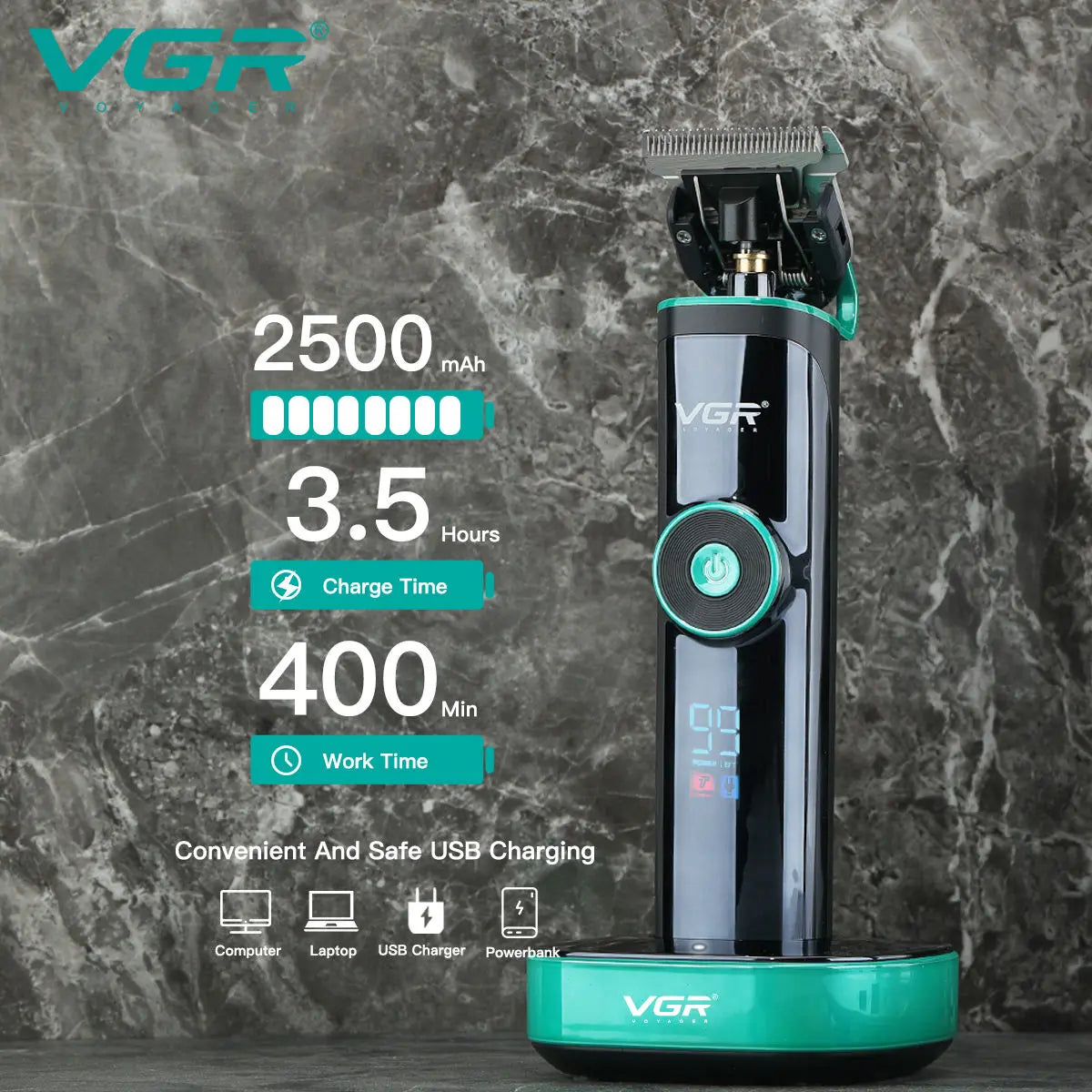 VGR V-671 T-Blade Hair Clipper with LED Display | 400 Min