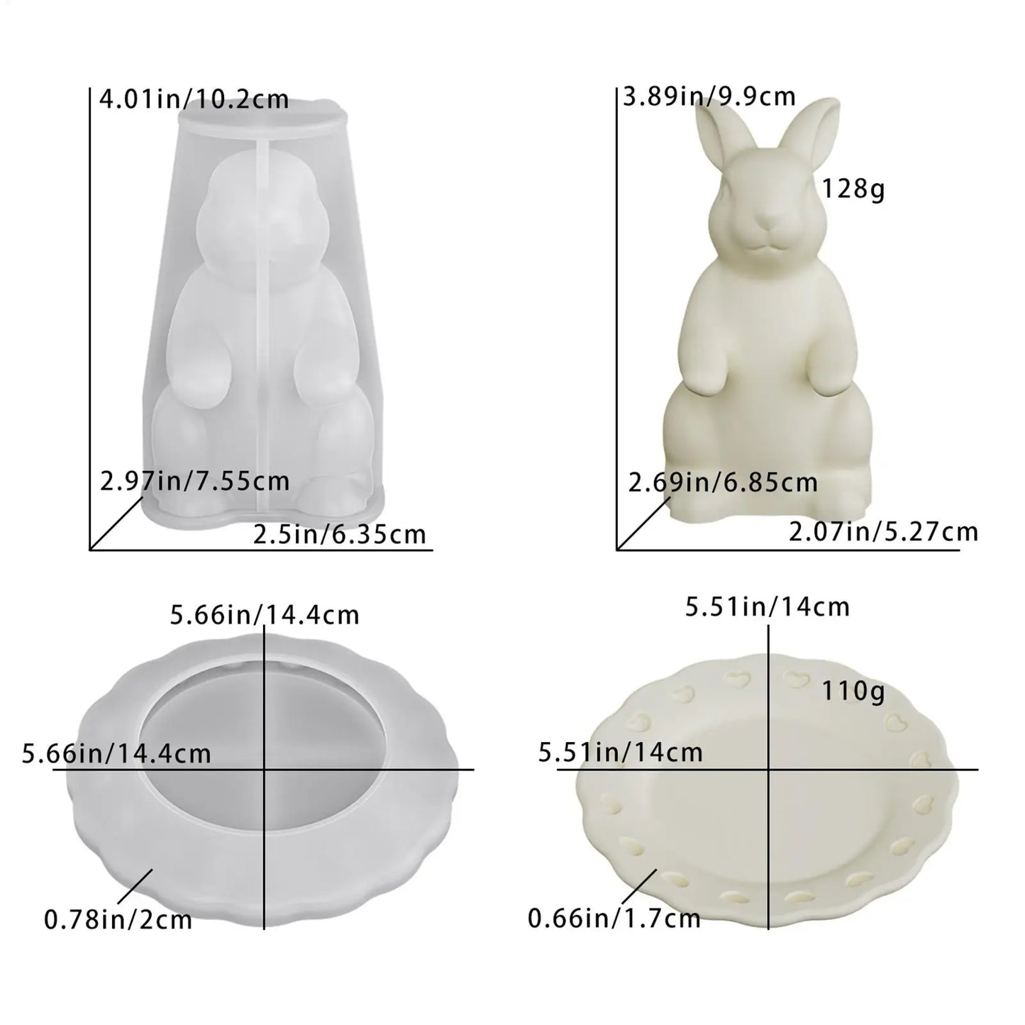 3D Easter Bunny Tray Silicone Mold | Resin Candy Craft Mould Silicone Craft Mold Peaceful Pleasures Health and Wellness