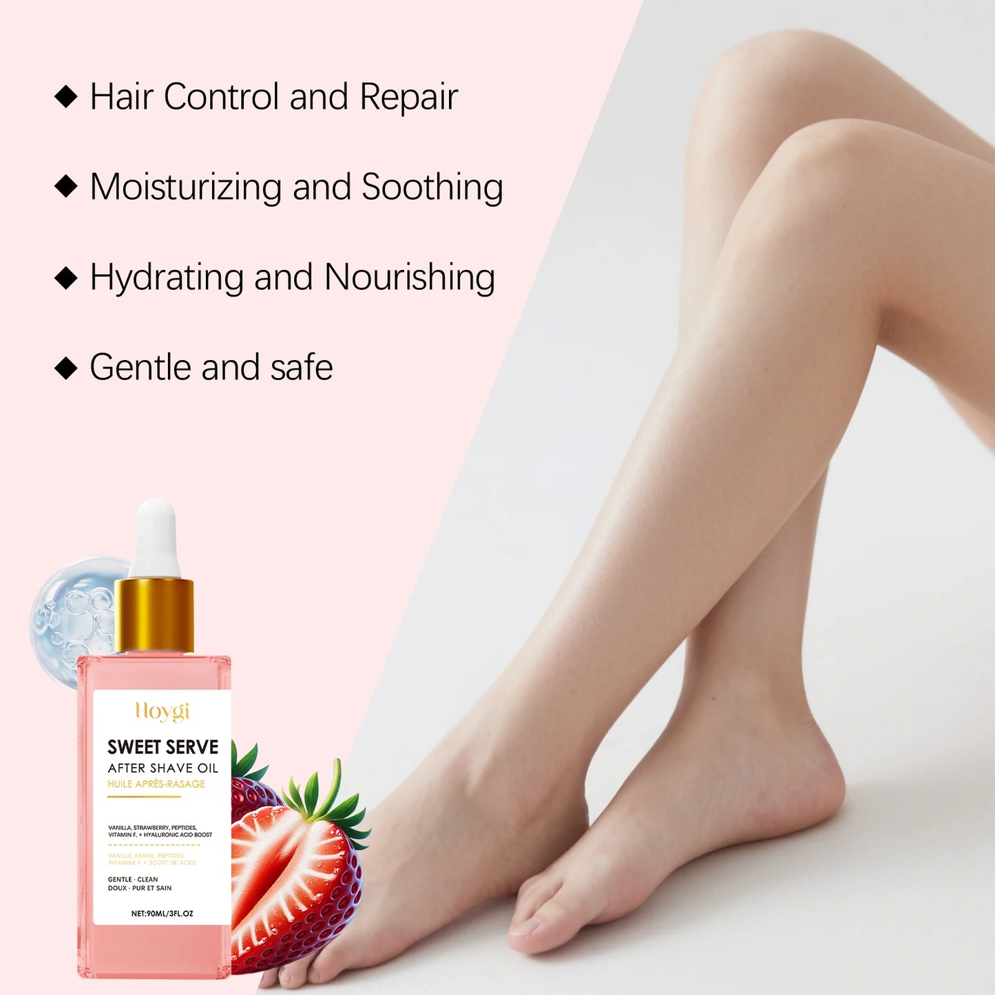 Hair Removal Shaving Care Esential Oil Deeply Hydrating and Nourishing Skin Strawberry Serve After Shave Oil for Women 90ml Peaceful Pleasures Health and Wellness