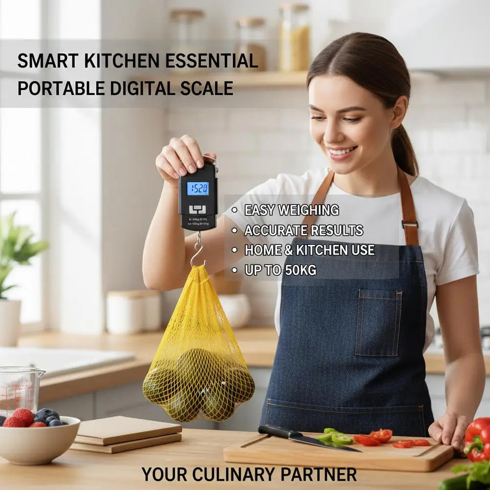 High-precision portable electronic scale household portable mini weighing scale 50kg hook scale food scale （No battery） Peaceful Pleasures Health and Wellness