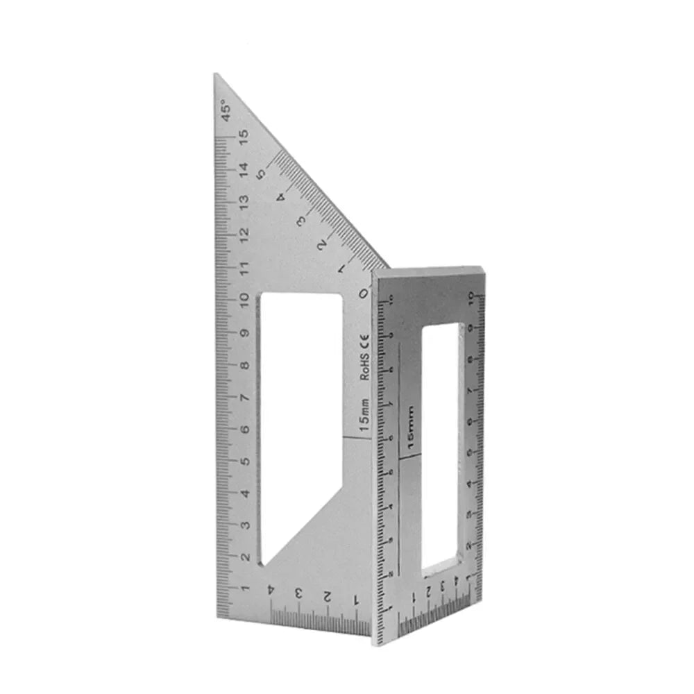 T-Type Woodworking Gauge Ruler Multifunction Ruler 45 90 Degree Gauge Rule Measurement Tool Carpentry Scribe Mark Line Measuring Peaceful Pleasures Health and Wellness Silver