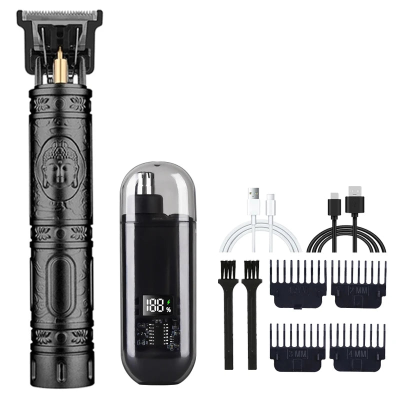 New Nose Hair Trimmer And T9 Hair Clipper Set For Mens Care Set Portable Mini USB charging Nose And Ear Hair Trimmer 2025 Peaceful Pleasures Health and Wellness 060-BlackBuddha-VHS