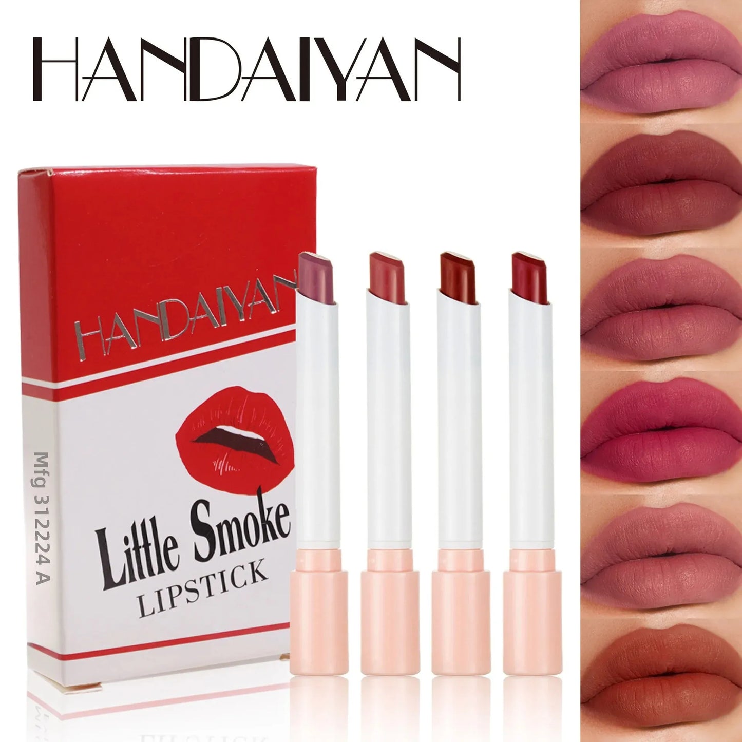 Handaiyan 4-Piece Matte Velvet Lipstick Set – Waterproof & Long Lasting
