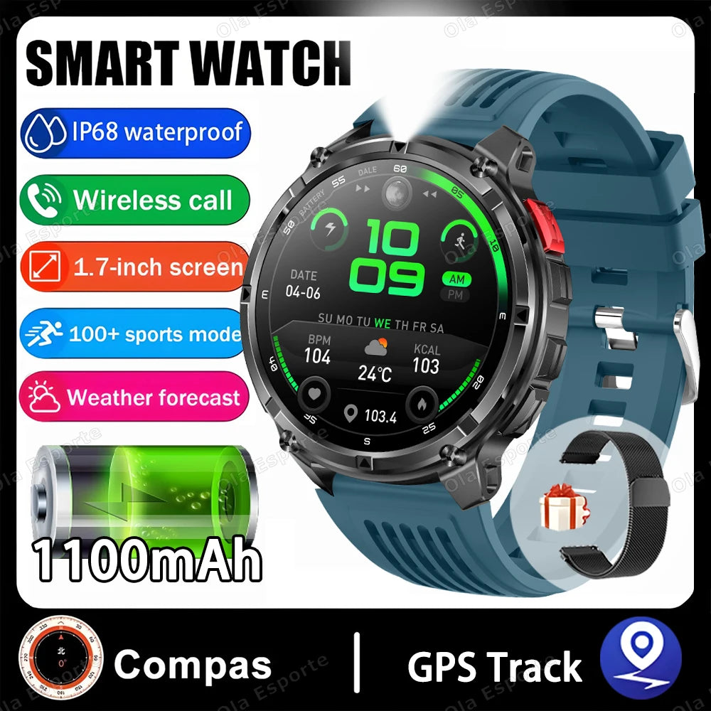 Ola Esporte HW12 Men's Smart Watch | 1.7" Screen, 1100mAh Battery