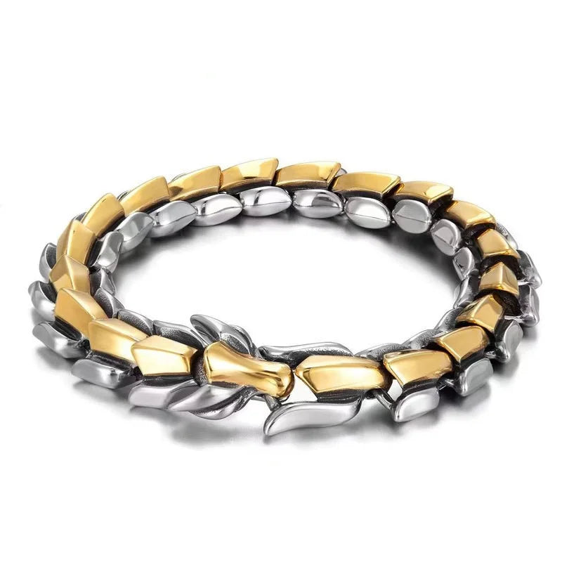 Retro Dragon Head Men's Bracelet | Punk Dragon Scale Charm