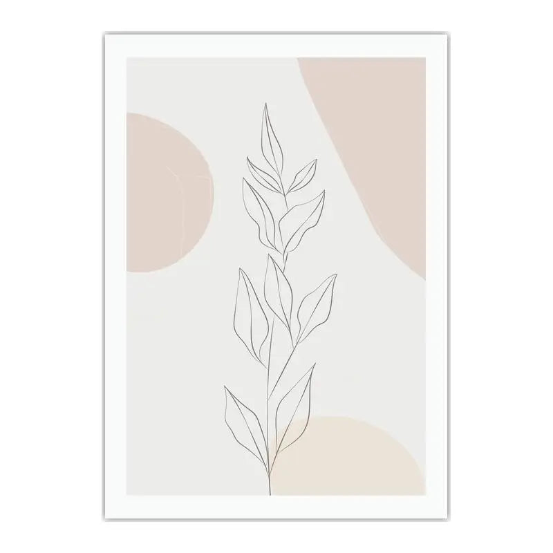 Abstract Boho Wall Art, Plant Leaf Line Art Canvas Painting | Modern Minimalist Poster for Living Room Bedroom Decor Peaceful Pleasures Health and Wellness 05 30x40cm No Frame China Mainland