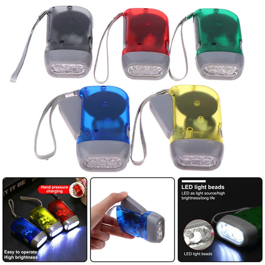 Hand-Crank Dynamo LED Flashlight | Battery-Free Emergency Torch Dynamo LED Flashlight Oasis Select