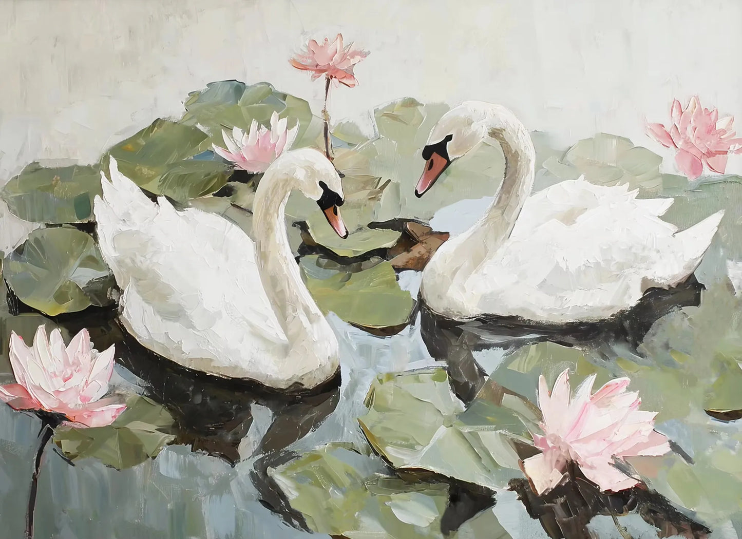 Vintage Spring Wildflowers Canvas Wall Art – Roses & Swans
