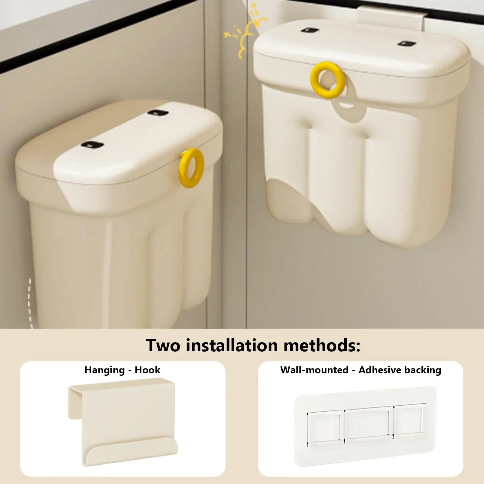 Wall-Mount Kitchen Waste Bin with Lid | Countertop Compost Bin Wall Mount Waste Bin Peaceful Pleasures Health and Wellness