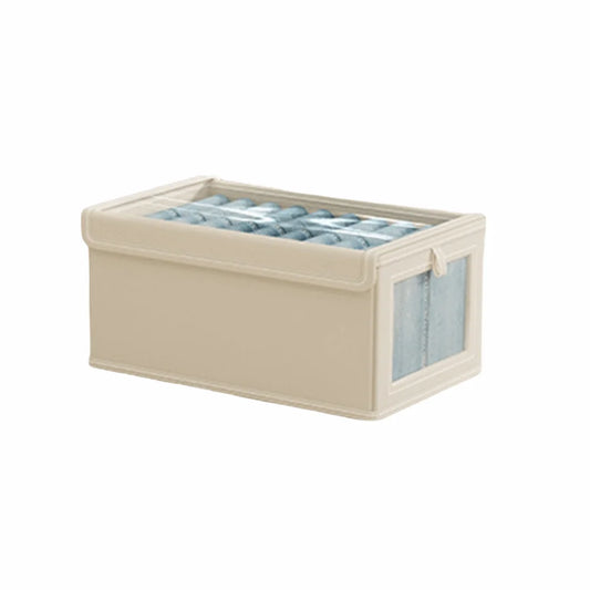 Foldable Clothes Storage Box with Zipper Lid & Clear Window Clothes Storage Box Oasis Select Beige L