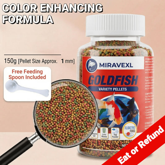 1MM Floating Goldfish Food Pellets Koi Pond Fish Growth Natural Color Enhancing Krill Spirulina Clear Water Formula Daily Diet Peaceful Pleasures Health and Wellness