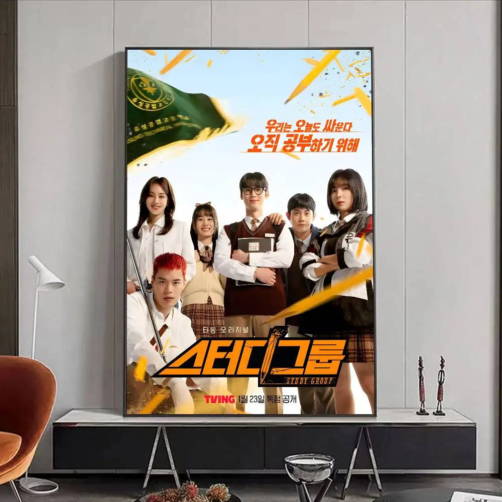Hot Kdrama S-Study group Poster HD art poster for home living room bar office decoration sticky waterproof Peaceful Pleasures Health and Wellness