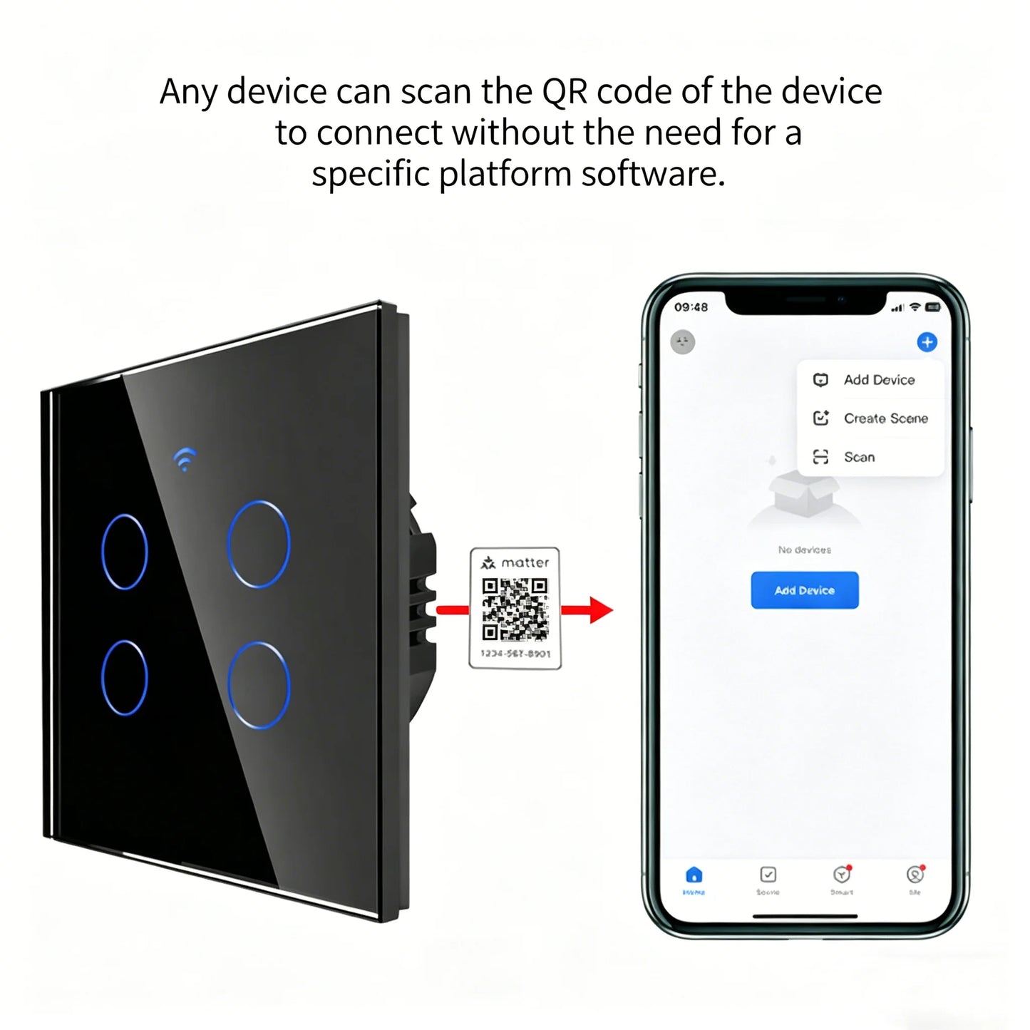 Matter Smart Wifi Wall Touch Switch No Neutral Wire Required Wireless Remote Control EU Switch For HomeKit Alexa Google Assistan Peaceful Pleasures Health and Wellness