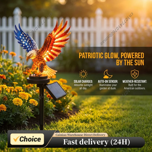 Solar Powered LED Garden Eagle Lamp Patriotic Memorial Day Light Decor for 4th of July Decorations Outdoor Memorial Day Peaceful Pleasures Health and Wellness