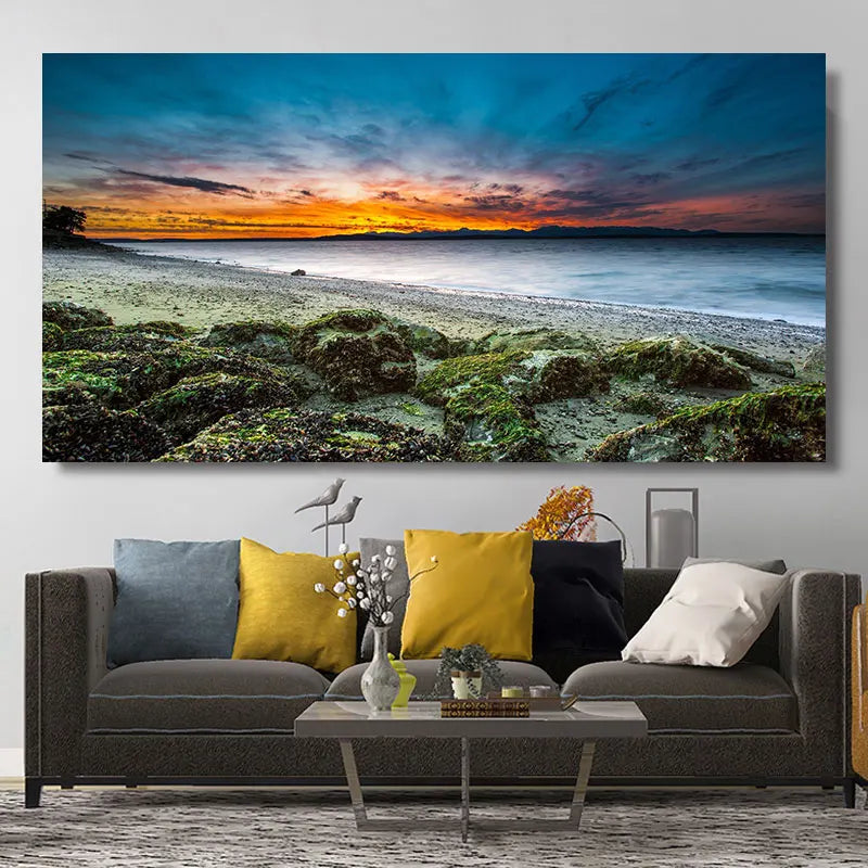 Natural Modern Seascape Wall Pictures Landscape Beach Sea Ocean Canvas Painting Wall Art Posters for Living Room Decor Cuadros Peaceful Pleasures Health and Wellness w2573 seascape-2 30x60cm
