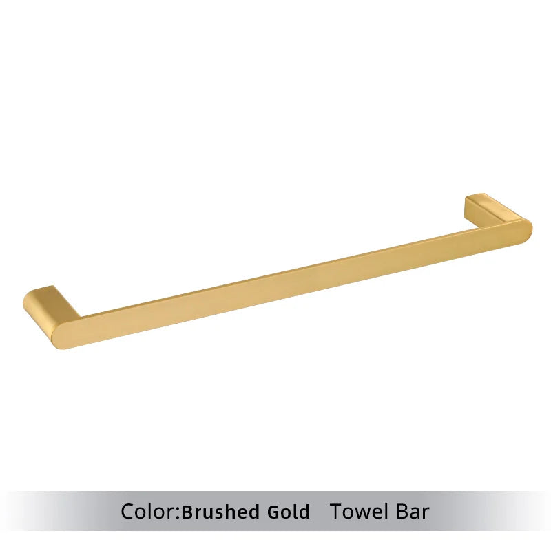 Brushed Gold Bathroom Accessories Set – Towel Bar, Hooks & Holder