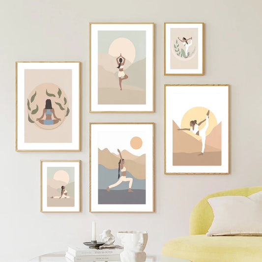 Calming Zen Canvas Painting Nordic Posters Prints Wall Art Pictures For Living Room Home Decor Boho Lotus Yoga Girl Meditation Peaceful Pleasures Health and Wellness