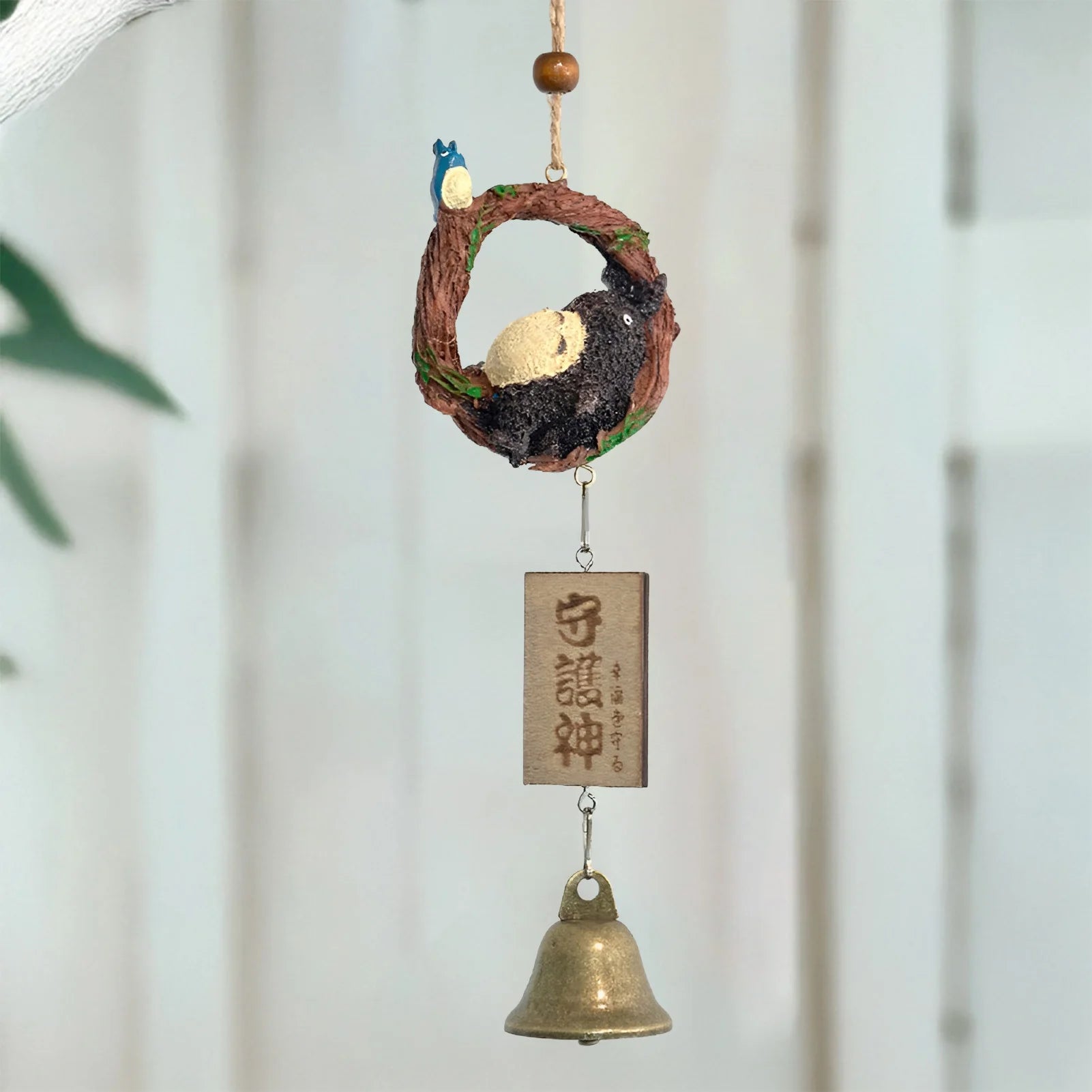 Japanese Copper Wind Chime Bell Outdoor Decor Sleepy Cat Wind Chime Decor Copper Furin Bell Wind Chime Peaceful Pleasures Health and Wellness