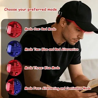 Head Massage Cap, Hair and Muscle Management Massage Cap. 4 Frequency Types, Long-Term Type. Red and Blue Alternating Color Types, Multiple High-Quality Red and Blue Beads. With Time Setting Function, Large-Capacity Battery, Peaceful Pleasures Health and Wellness