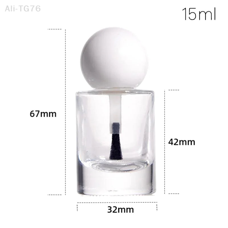 Empty Glass Nail Polish Bottles with Brush Lid | 8/10/15ml