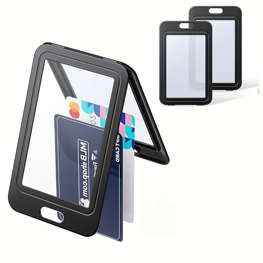 Vertical Card Holder With Double-Sided Hard Plastic Vertical Card Bag, Black Id Card, Credit Card, Key Card Protection Cover Peaceful Pleasures Health and Wellness