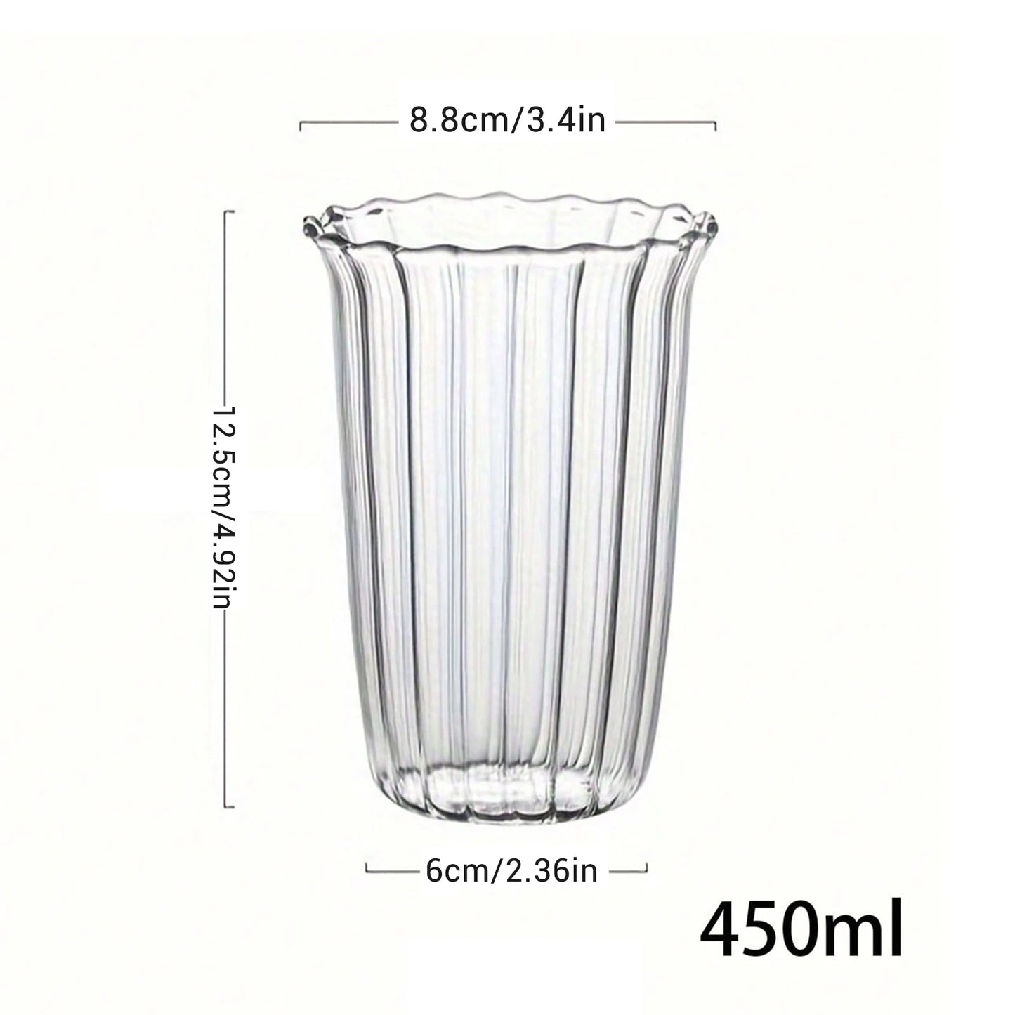 Transparent Glass Striped Cup Easy to Clean Vintage Cocktail Latte Mugs Suitable for Ice Cream Milkshakes Peaceful Pleasures Health and Wellness