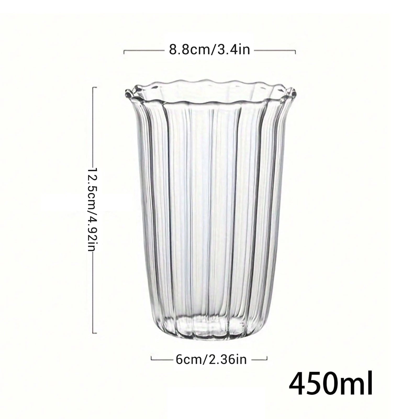 Transparent Glass Striped Cup Easy to Clean Vintage Cocktail Latte Mugs Suitable for Ice Cream Milkshakes Peaceful Pleasures Health and Wellness
