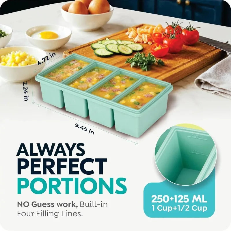 Silicone Freezer Tray with Lid | Soup Broth Ice Mold BPA-Free