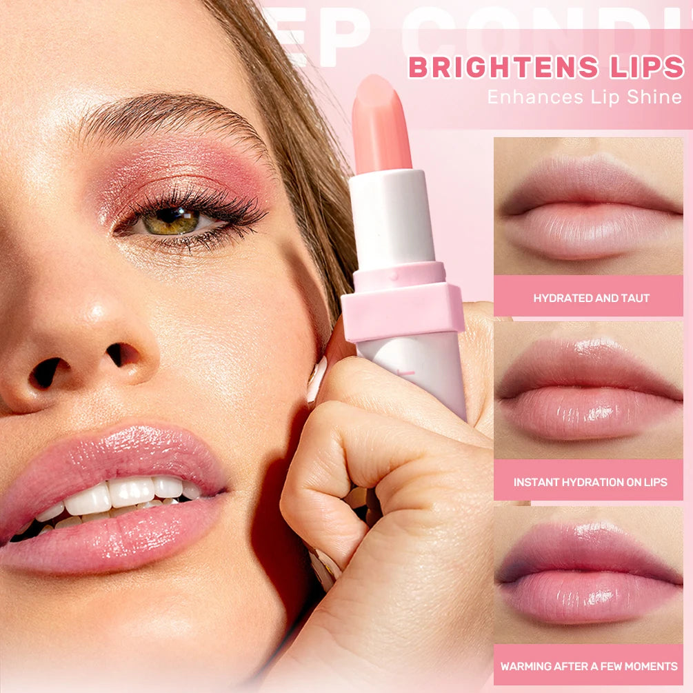 QIBEST Color Changing Lip Balm Tinted Lipstick Moisturizing Lasting Lip Stain Nourishing Anti-Cracking Repair Lip Care Cosmetics Peaceful Pleasures Health and Wellness