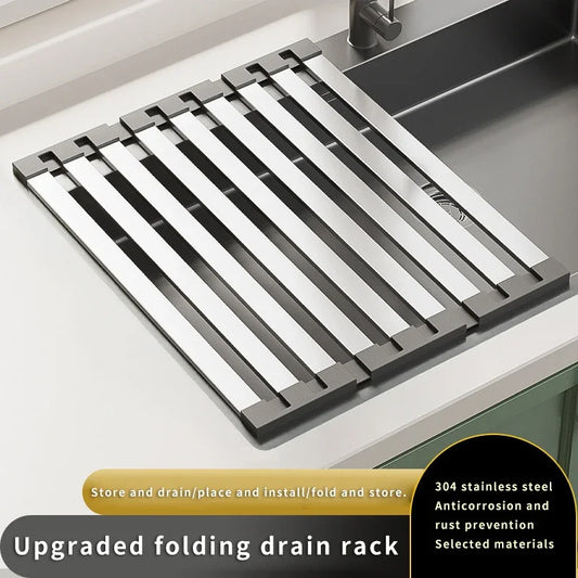 42X32.5cm Stainless Steel Collapsible Telescoping Sink Drain Rack for Chopsticks Dish Organizer Basket Kitchen Sink Storage Rack Peaceful Pleasures Health and Wellness