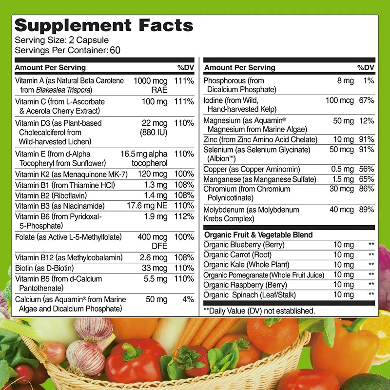 BEWORTHS Multivitamin Capsules – Energy, Brain, Heart & Immune Support Dietary Supplement Peaceful Pleasures Health and Wellness