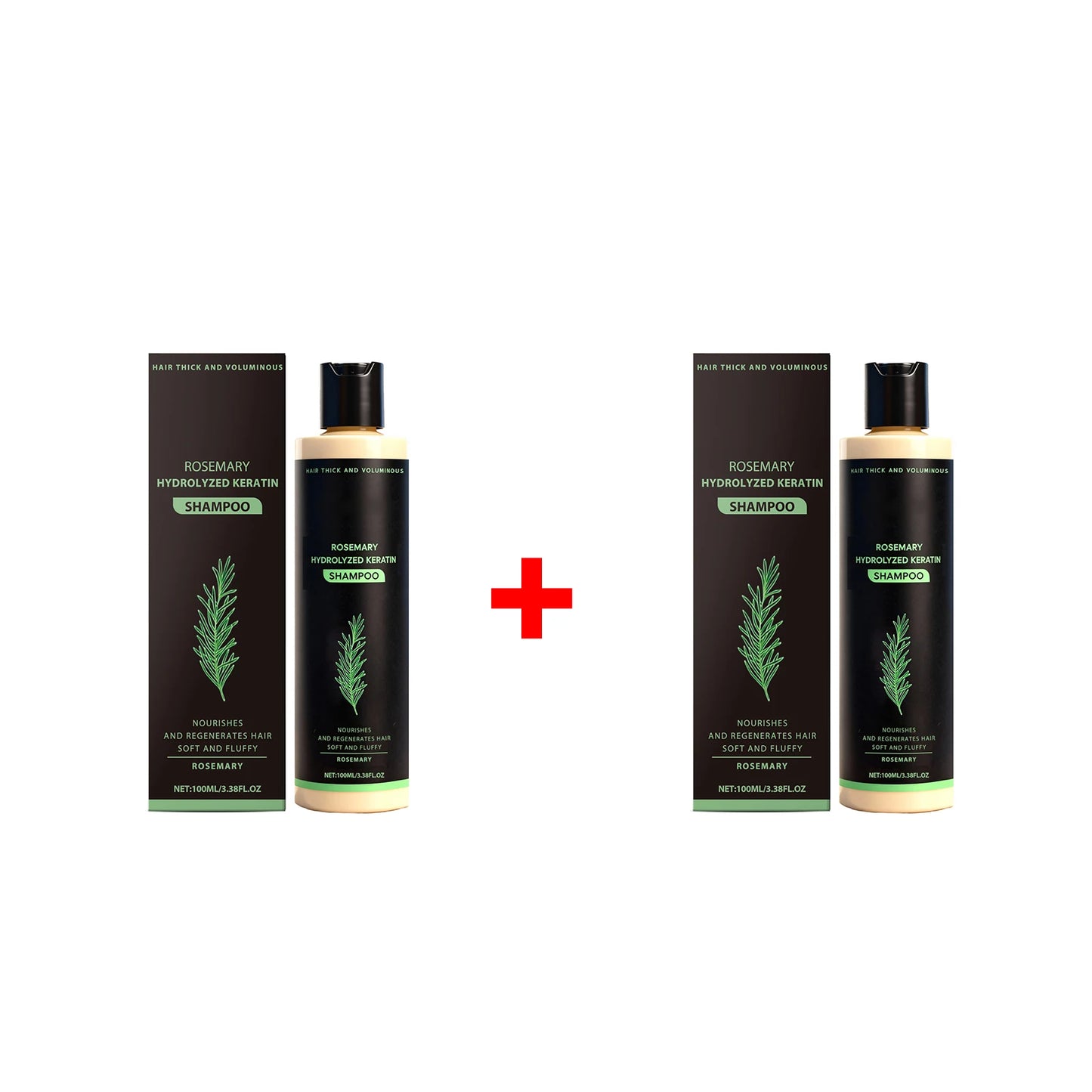 Rosemary Hydrolyzed Keratin Shampoo 100ml, Volumizing Thickening Cleanser Anti-Frizz Repair Nourishing Shampoo for Damaged Hair Peaceful Pleasures Health and Wellness 2pcs