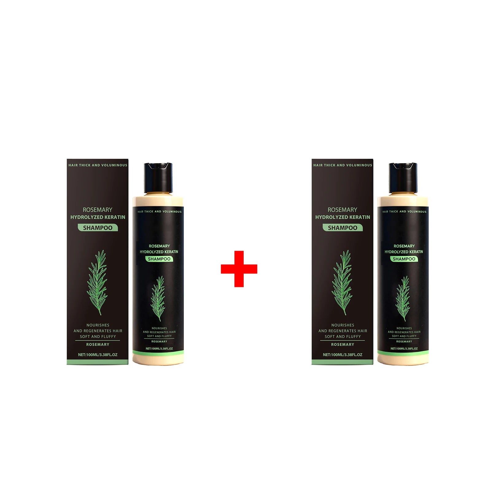 Rosemary Hydrolyzed Keratin Shampoo 100ml, Volumizing Thickening Cleanser Anti-Frizz Repair Nourishing Shampoo for Damaged Hair Peaceful Pleasures Health and Wellness 2pcs