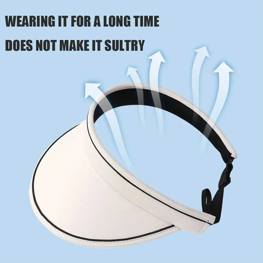 Women's Wide Brim Open Top UV Visor Sun Hat – Foldable UV Visor Sun Hat Peaceful Pleasures Health and Wellness