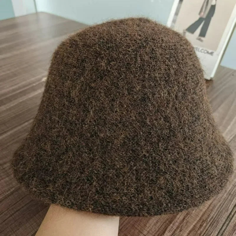 Women's Winter Wool Bucket Hat – Warm Dome Cap One Size