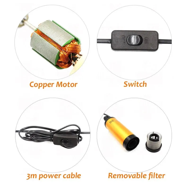Car Electric Oil Pump DC 12V For Auto Pumping Diesel Oil Water Submersible 12L / Min Fuel Transfer Pump Aluminum Alloy Shell Peaceful Pleasures Health and Wellness