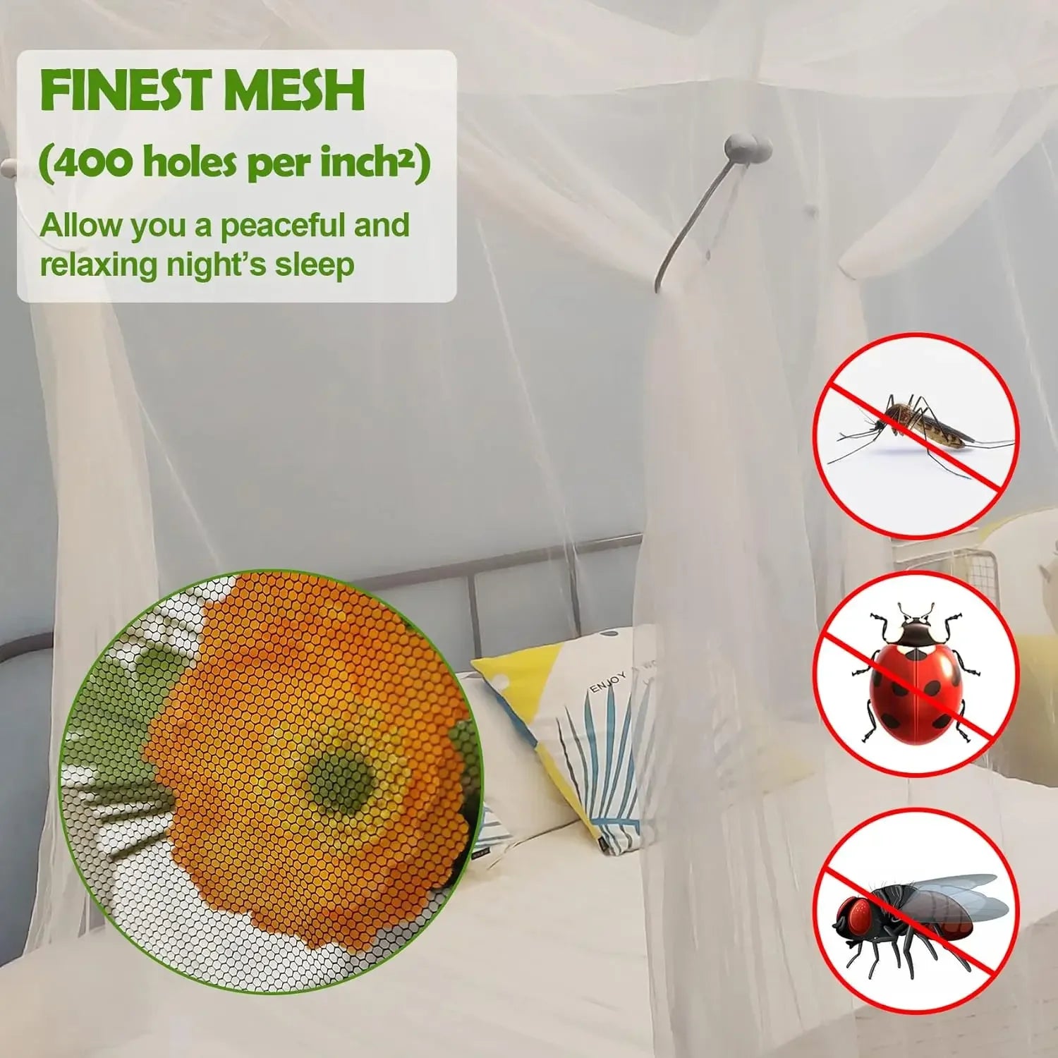 Large Square Outdoor Mosquito Net Portable Insect Proof Tent for Camping Travel King Bed Decorative Net Peaceful Pleasures Health and Wellness
