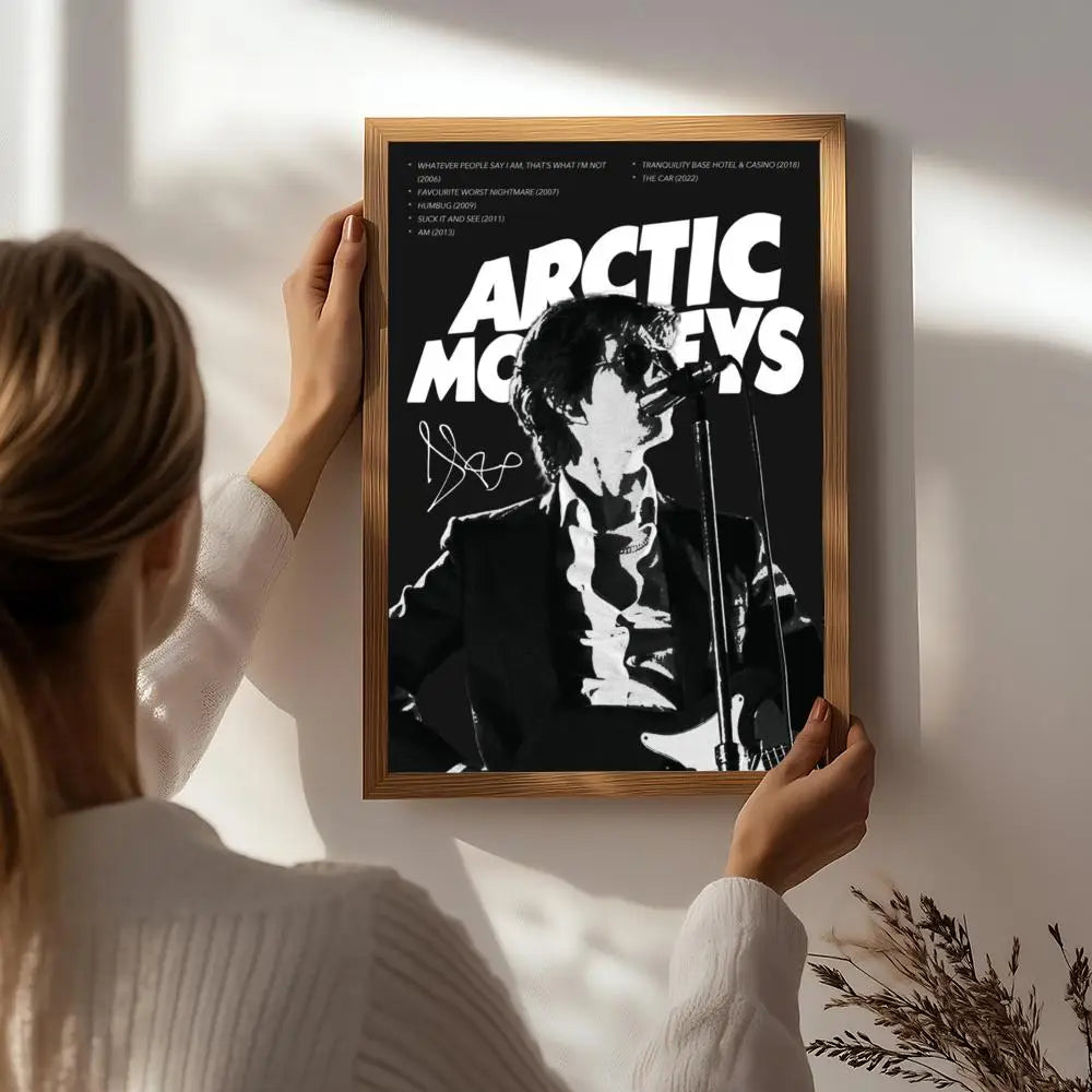 Band A-Arctic Monkeys Poster HD Self Adhesive Waterproof Wall Art Ideal for Home Office Dorm Bedroom Great Gift Peaceful Pleasures Health and Wellness White3 15X20cmNoframe