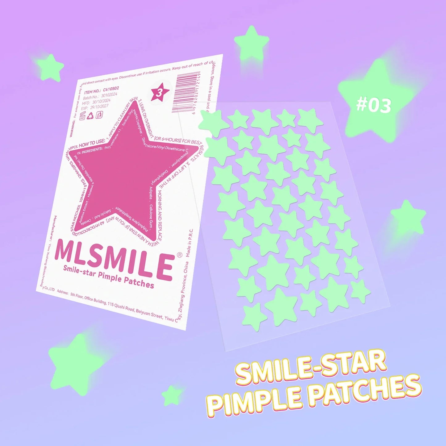 MLSMILE 40pc Star Hydrocolloid Blemish Patches – All Skin Tones