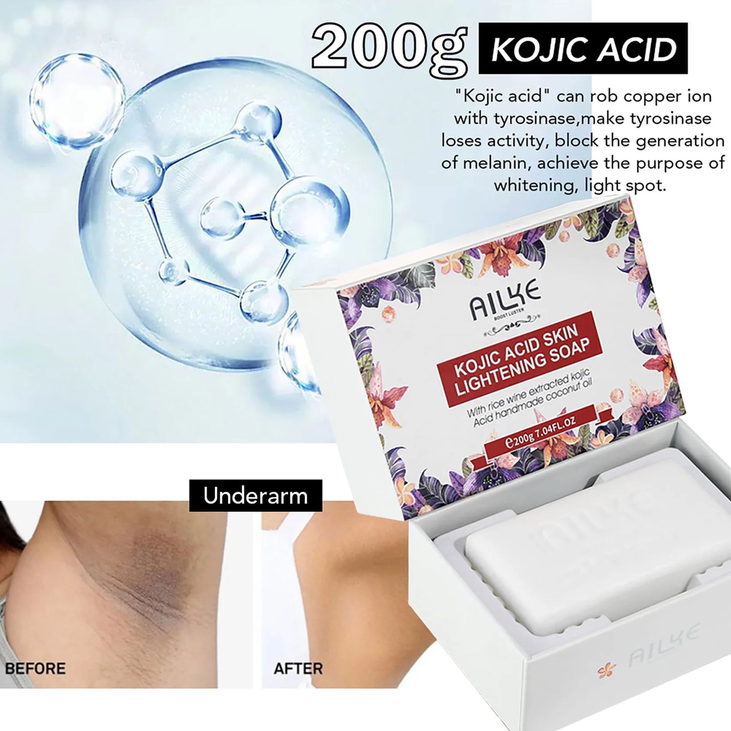 AILKE Brightening Soap Bar – Even Skin Tone & Deep Cleanse 200g