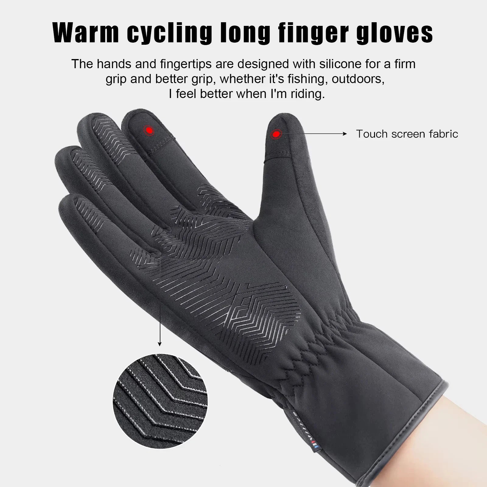 Autumn Winter Outdoor Cycling Gloves for Men Women Touchscreen Thermal Windproof Waterproof Anti-Slip Skiing Hiking Sports Glove Peaceful Pleasures Health and Wellness